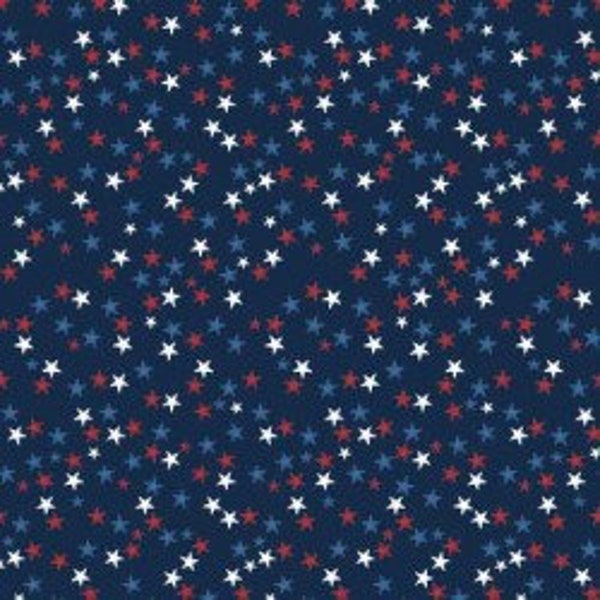 On Sale!  Celebration Stars, Navy, in the "Land That I Love" collection from Michael Miller Fabrics, CX9708-NAVY-D, fabric by the yard