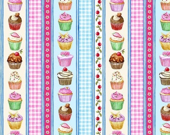 Cupcake Stripe from Sweet Indulgence, Michael Miller Fabrics, CX11338-MULT-D, fabric by the yard
