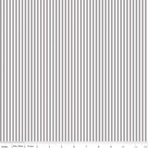 Riley Blake Eighth Inch Stripe, White and Gray, C495-GRAY, fabric by the yard