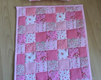 Dolls bed quilts and pillow set