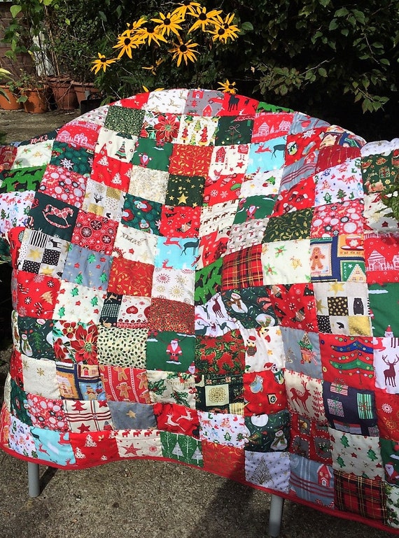 Christmas patchwork quilt Etsy