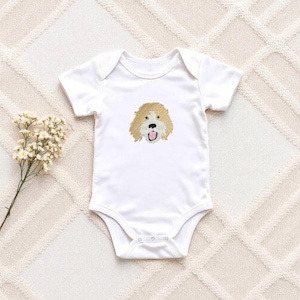 Embroidered Cockapoo Baby Bodysuit, Custom Dog Portrait, Spaniel Lover Gift