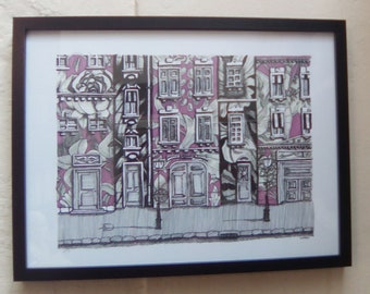 Framed drawing "False Sequence" series 30x40cm, Poster, ready to hang
