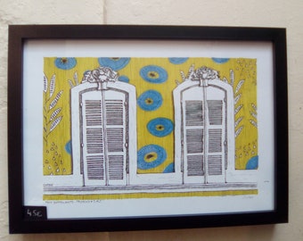 Framed drawing "False Sequence" series 30x40cm, Poster, ready to hang