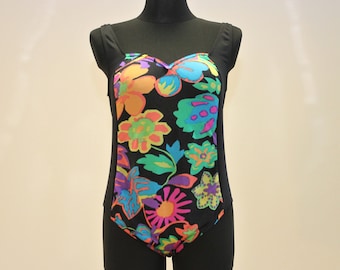 Ein Stück Badeanzug Vintage Sexy offenen Rücken ein Stück Badeanzug Flower Print farbenfrohe Bademode Frauen Badeanzug Weinlese-Frauen Bademode XL