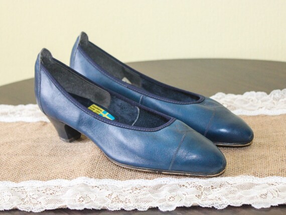 blue leather shoes ladies