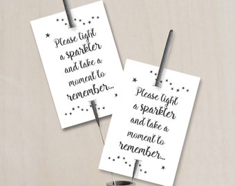 25 White Funeral Sparkler Cards - Memorial, Celebration of Life (Sparklers not included)