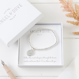 Bracelet arbre à souvenirs en argent - cadeau de sympathie avec sac de luxe et carte