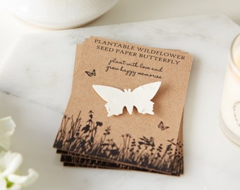 10 Plantable Wildflower Seed Paper Butterfly Favours - Funeral Favour, Remembrance, Memorial, Condolence, Celebration of Life