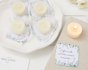 Tealight Candle Funeral Favors - Botanical Eucalyptus Design