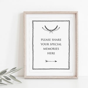 INSTANT DOWNLOAD Printable White 'share Your Special Memories' Sign ...