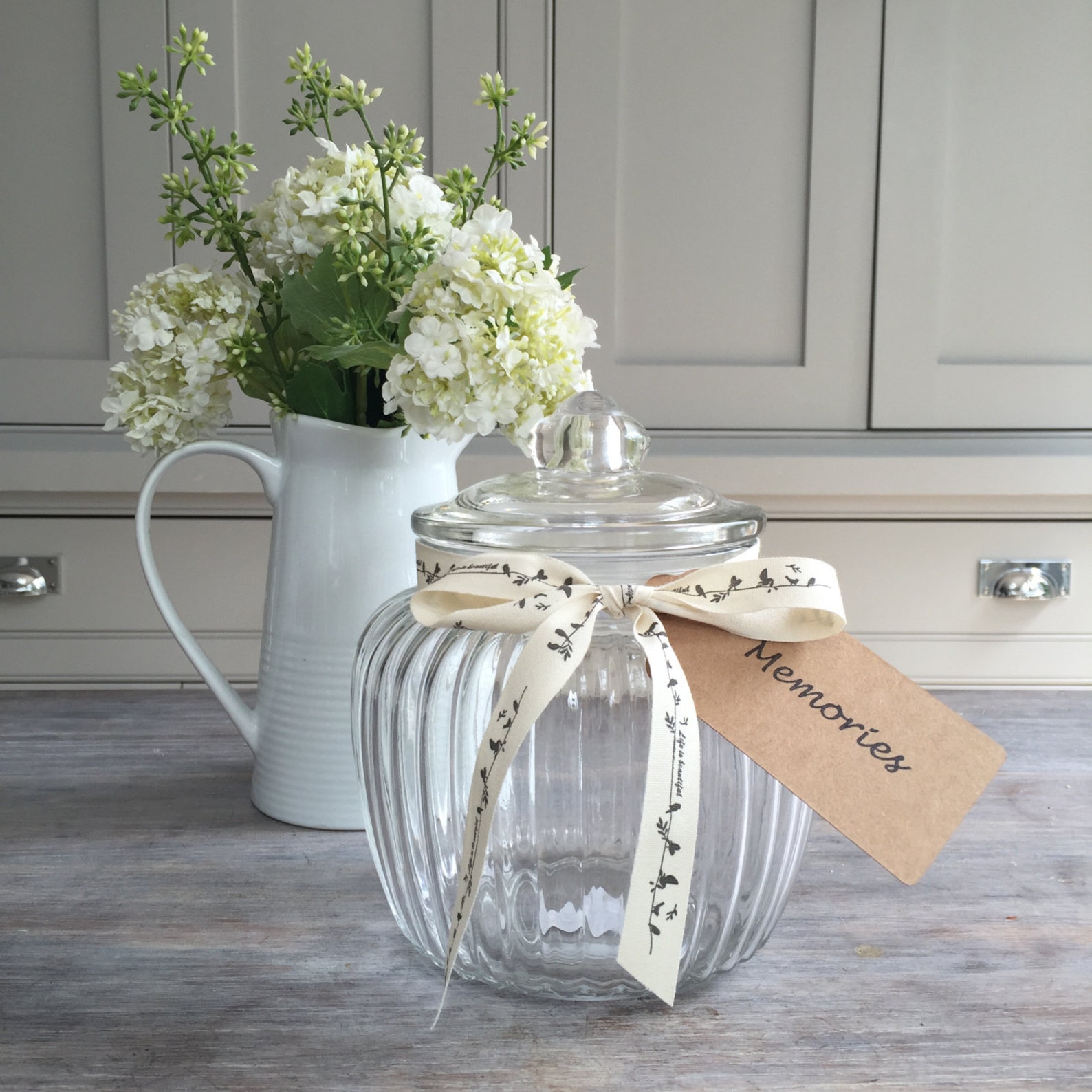 Glass Memory Jar with 50 Remembrance Cards for Funeral Etsy