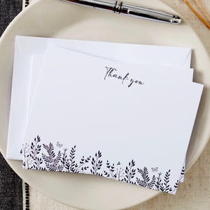 10 cartes de remerciements et enveloppes monochromes pour mariage, obsèques, fête