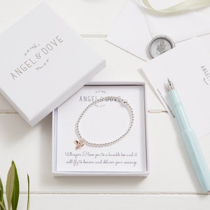 Bracelet bourdon en or rose dans une boîte cadeau avec sac cadeau de luxe et carte - cadeau de condoléances, funérailles, commémoratif