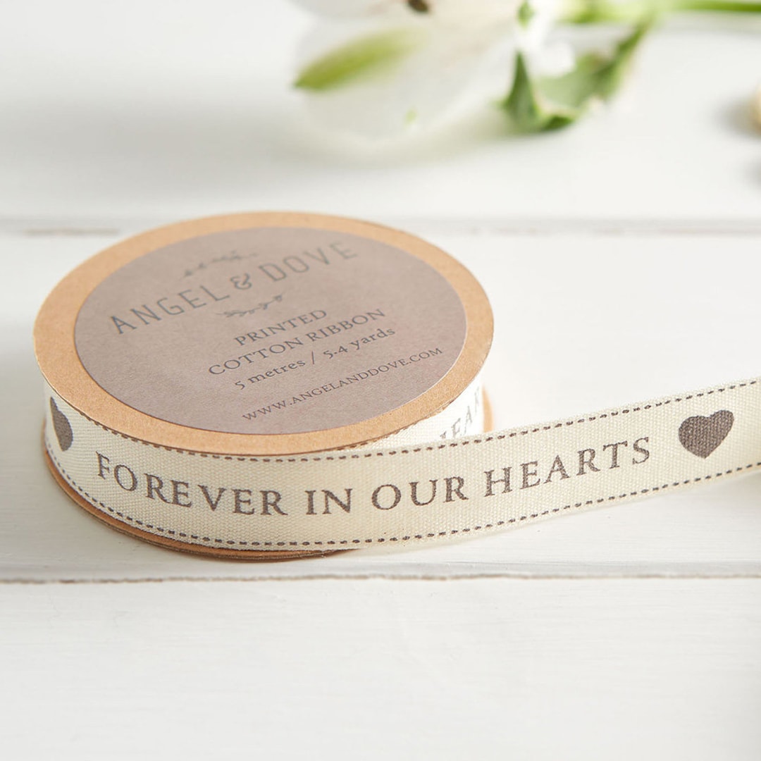 Forever in Our Hearts Ribbon - Sympathy Gift, Funeral Flowers, Favours ...