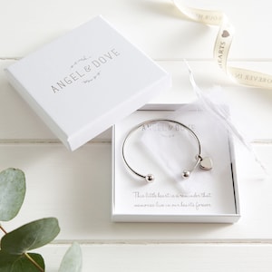 Bracciale in frassino per cremazione del cuore in confezione regalo con sacchetto e biglietto - Regalo di condoglianze, memoriale, condoglianze