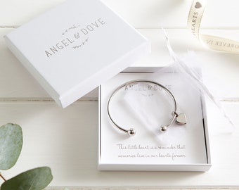 Heart Cremation Ash Bangle in Gift Box with Bag & Card - Sympathy Gift, Memorial, Condolence