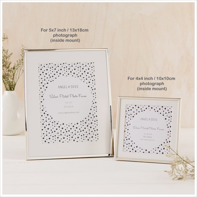Small Silver Plated 4x4 10x10cm Photo Frame with Ivory Mount