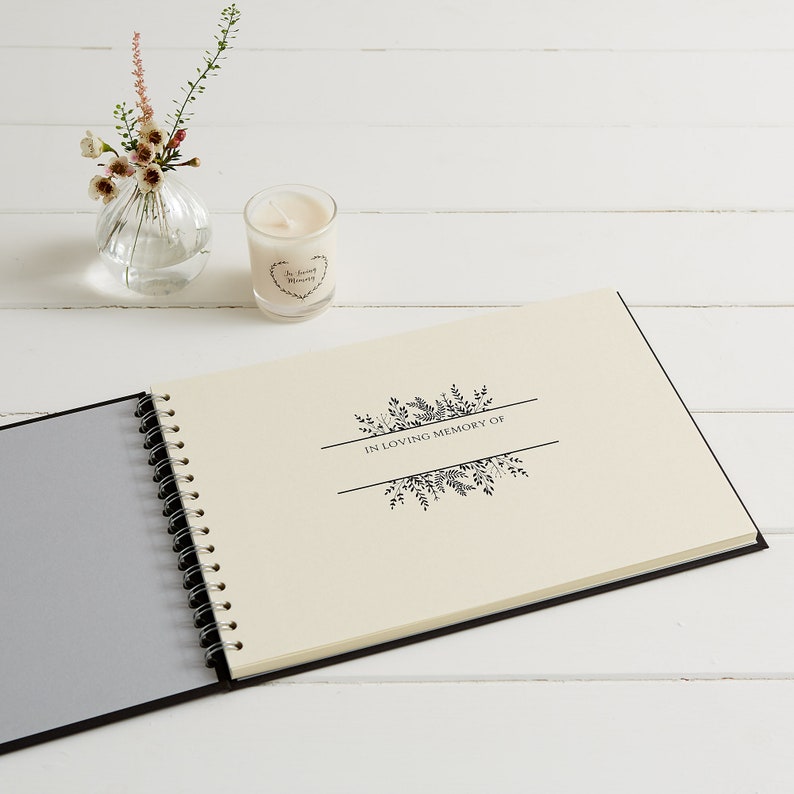 Large A4 Luxury Black Memory Book & 2 Signs Set Perfect for Funeral Condolence Book, Celebration of Life, Remembrance, Memorial image 2