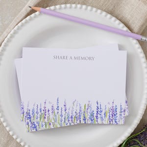 Biglietti commemorativi "Condividi un ricordo" alla lavanda - Funerale, commemorazione, celebrazione della vita