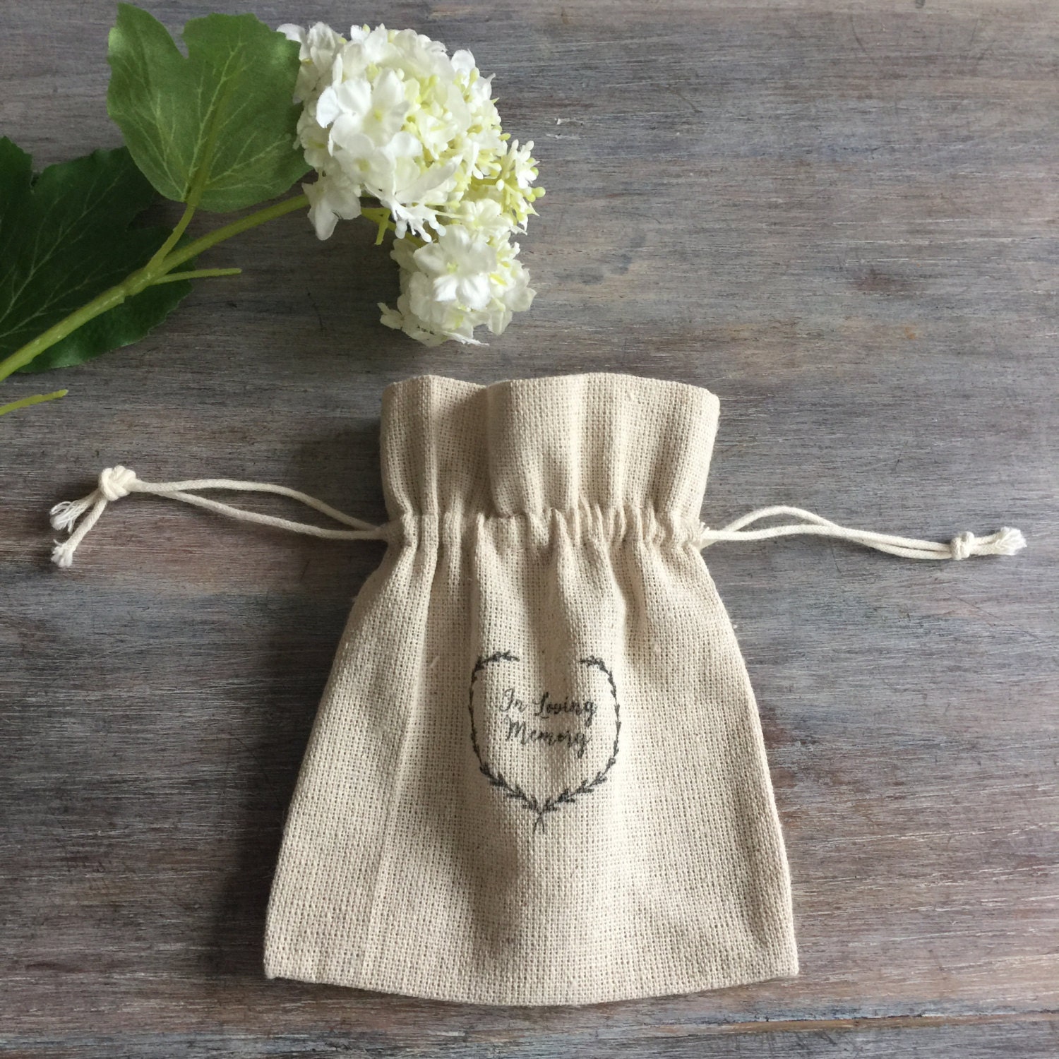 In Loving Memory Linen Funeral Favor Bag Remembrance Etsy