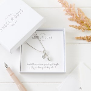 Cadeau de sympathie avec collier gland et coeur en étain avec sac et carte - souvenir, souvenir de funérailles