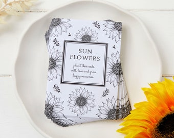 25 Unfilled Sunflower Seed Packet Funeral Favour Envelopes (Seeds not included) - Remembrance, Memorial, Sympathy, Celebration of Life