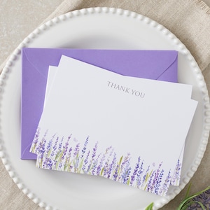 Cartes de remerciement et enveloppes lavande - Mariage, funérailles, fête