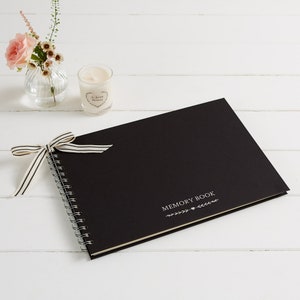 Large A4 Luxury Black Memory Book & 2 Signs Set Perfect for Funeral Condolence Book, Celebration of Life, Remembrance, Memorial image 3