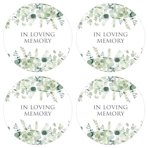 35 stickers Eucalyptus « In Loving Memory » - Cadeaux funéraires, fleurs, cadeaux de sympathie