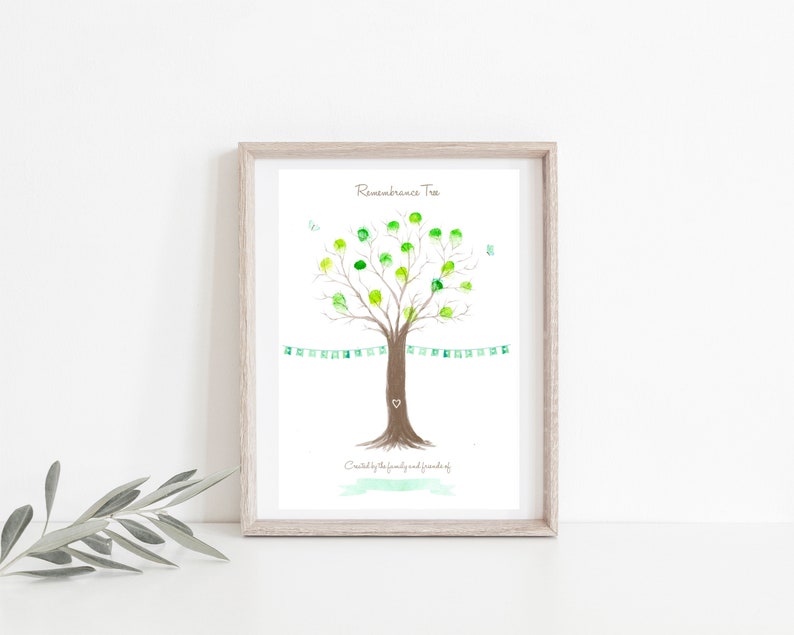 Fingerprint Remembrance Tree Memorial Print Kit A Creative Alternative to a Condolence Book image 2