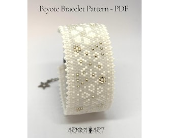 ルナ – ペヨーテステッチブレスレットパターン、PDF即時ダウンロード、ミユキデリカビーズ