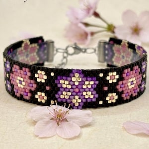 Hanaemi - Peyote Bracelet Pattern PDF – Odd Count Peyote, Miyuki Beads, Floral design