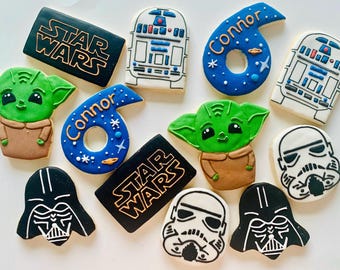Darth Vader Helmet, Star Wars Sugar Cookies, Birthday Party Cookies, Movie Night Cookies, Galactic cookies