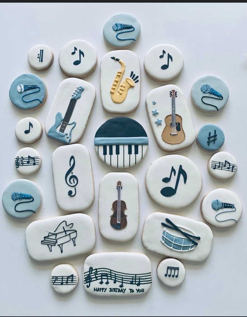 Music Concert Sugar Cookies, Music Instruments, Violin, Piano, Guitar ...