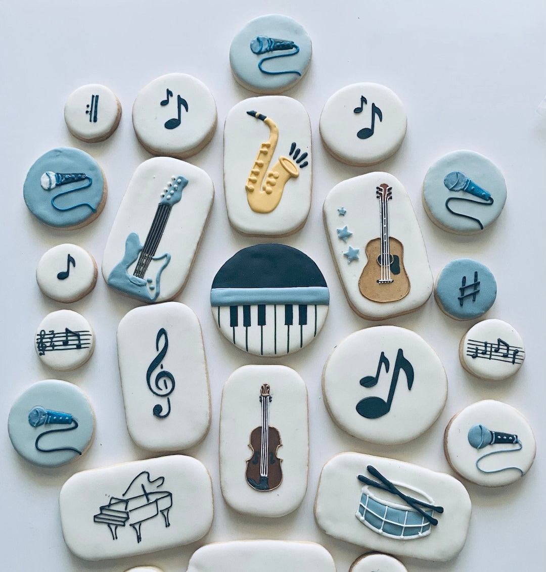 Music Concert Sugar Cookies, Music Instruments, Violin, Piano, Guitar ...