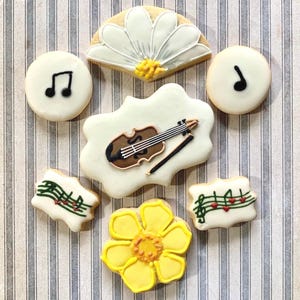 Violin Sugar Cookies, Spring Flower Cookies, Spring Music.