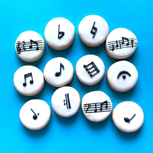 Mini Music Notes Sugar Cookies Half Pound. Music Event Celebration Rehersal Concert Birthday Cookies Celebration. Cookies for music lovers.