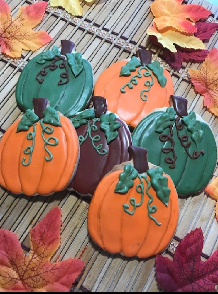 Colorful Pumpkin Cookies, Thanksgiving Cookies, Fall Cookies, Edible…