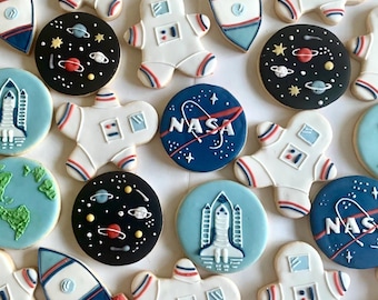 Space Travel  Sugar Cookies. Astronaut, Earth, Spacecraft, Space Shuttle, Universe Themed Sugar Cookies.