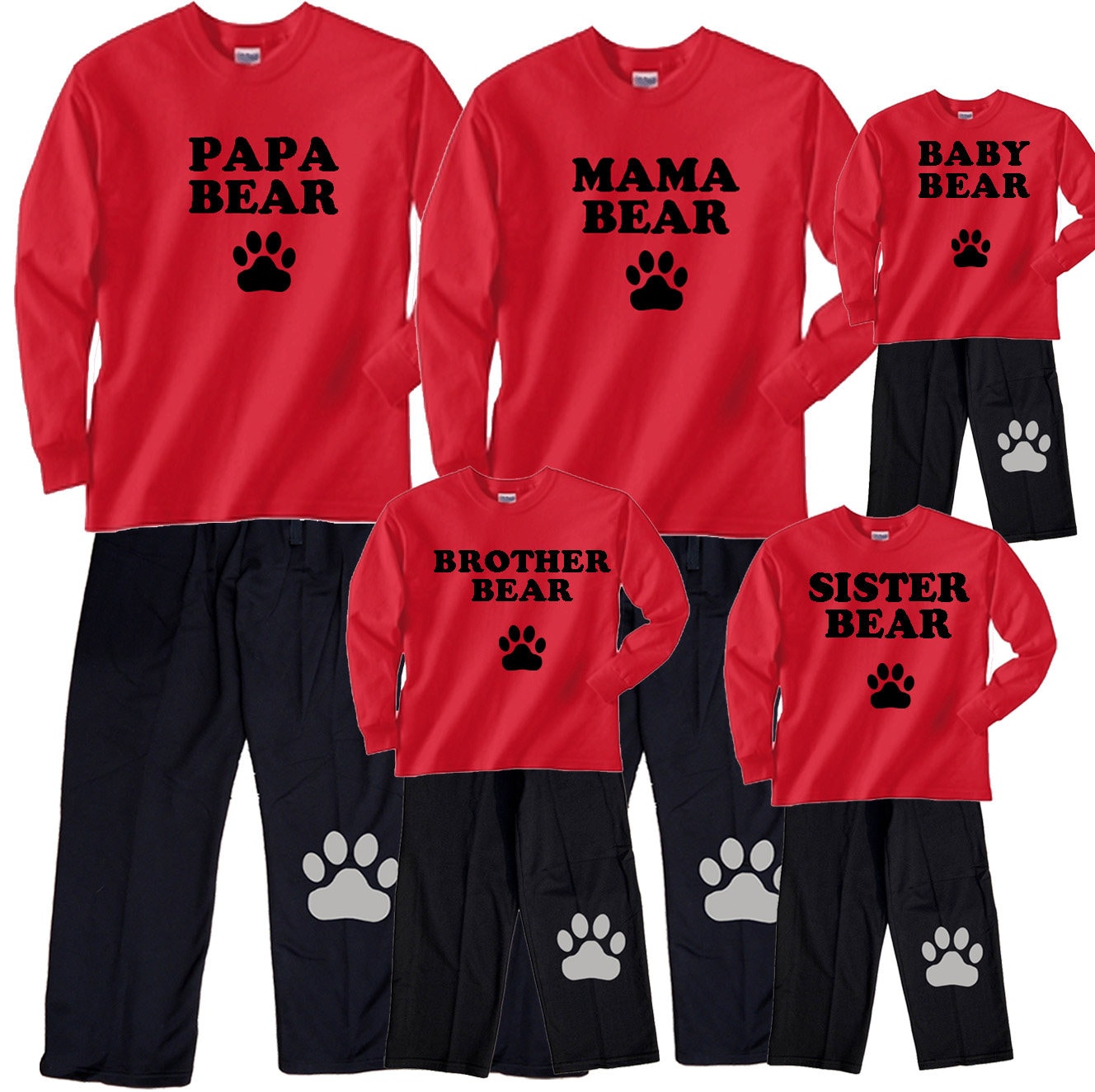 Bear Family Matching Pajamas in Red in sizes for Mama Bear Etsy