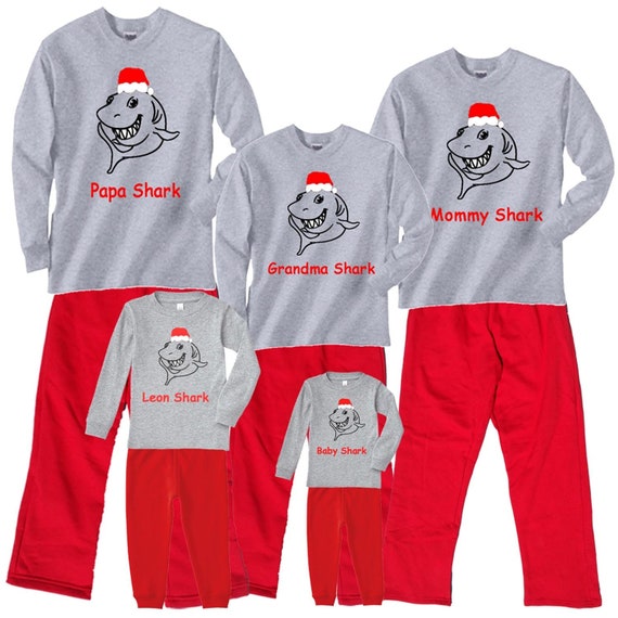 Personalized SHARK FAMILY Holiday Christmas Pajama Pant Sets Etsy