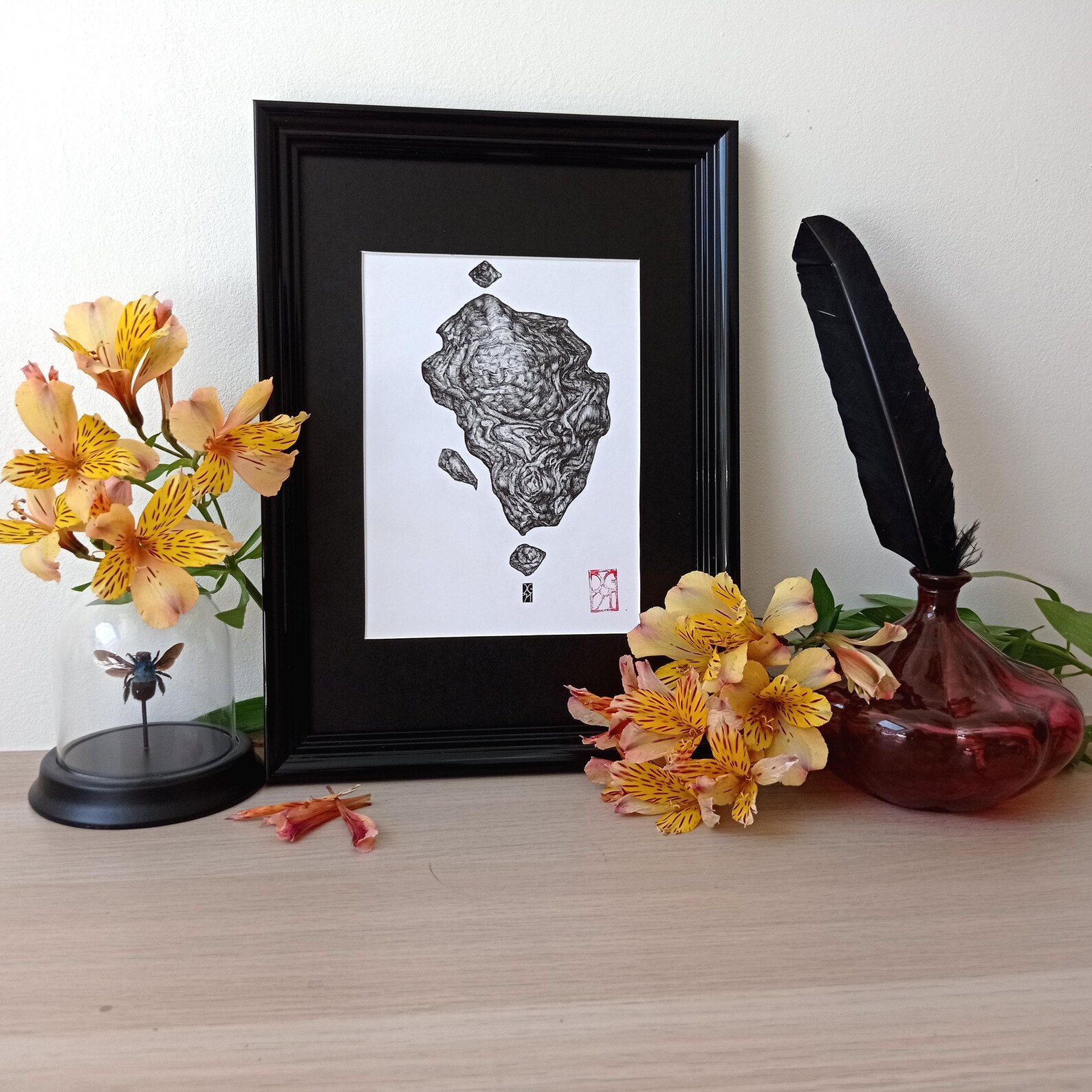 Ink Drawing on Bristol Paper Original Work stone Etsy