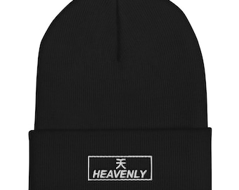 Heavenly Japanese Kanji Embroidered Cuffed Beanie