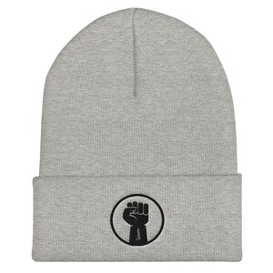 Black Power fist Embroidered Cuffed Beanie