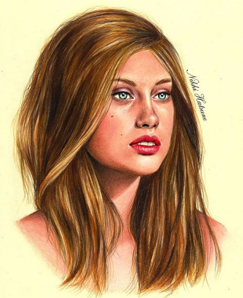 Custom Realistic Color Pencil Portrait Drawing Etsy