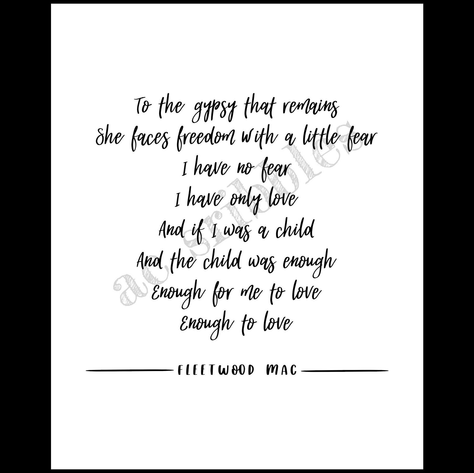 DIGITAL DOWNLOAD Gypsy Gypsy Lyrics Fleetwood Mac Lyrics Etsy Ireland