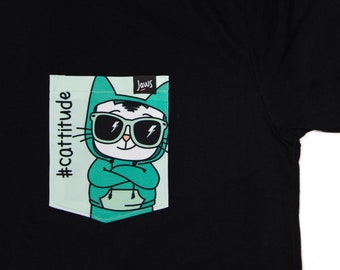 “Cattitude” Pocket T-Shirt - ADULT
