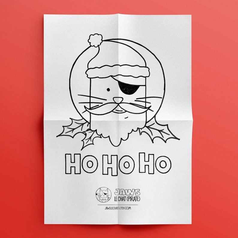 Dessin A Colorier De Jaws Le Chat De Noel Enfant Bebe A Etsy