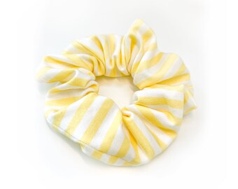 Chouchou/Scrunchies - Rayures Blanc/Jaune